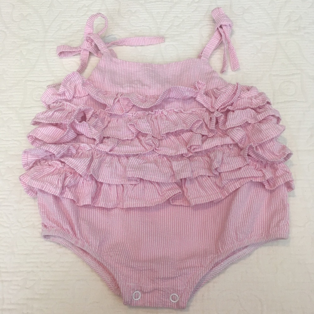 12-18m (4/$20) Seersucker Sunsuit of Ruffles by MudPie